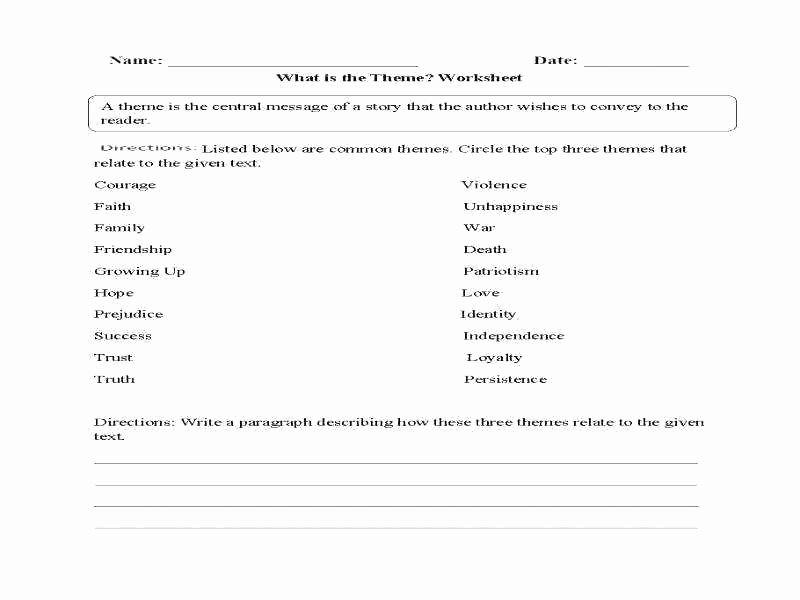 Theme Worksheets for Middle School Friendship Worksheets for Middle School