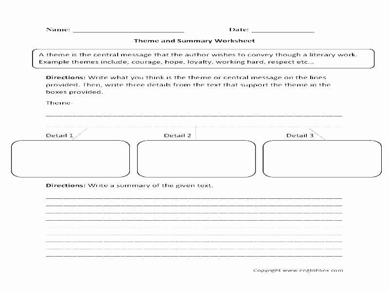 Theme Worksheets for Middle School Identifying theme Worksheets 3rd Grade