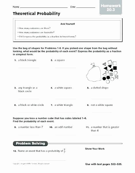 Theoretical Probability Worksheet with Answers Free Printable Probability Worksheets – Dstic