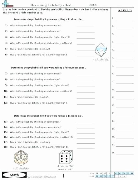 Theoretical Probability Worksheets 7th Grade 4th Grade Probability Worksheets Ility Worksheet Chance and