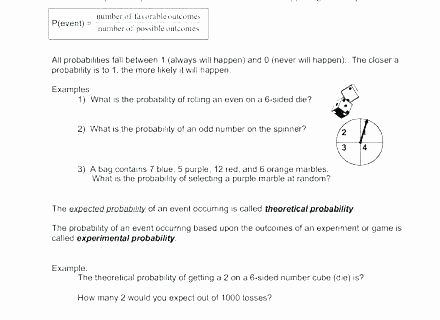 Theoretical Probability Worksheets 7th Grade Grade 6 Probability Worksheets Free and Statistics Full Size
