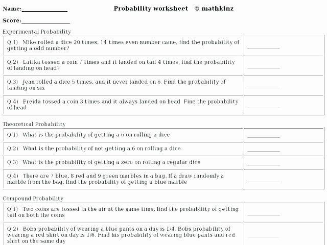 Theoretical Probability Worksheets 7th Grade Third Grade Math Probability Worksheets Download them and