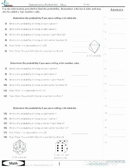 Theoretical Probability Worksheets with Answers 4th Grade Probability Worksheets