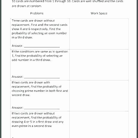 Theoretical Probability Worksheets with Answers Probability Independent events Worksheet – originalpatriots