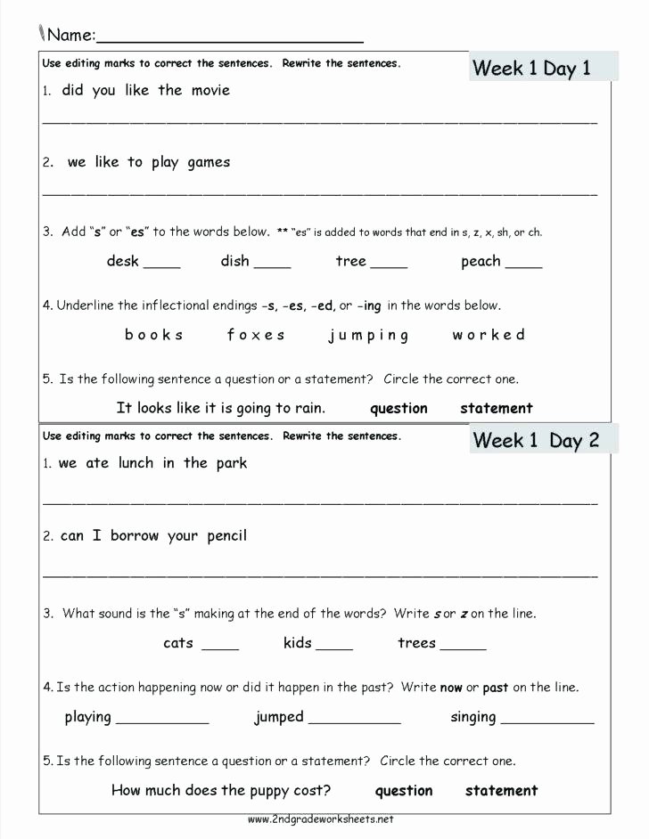 Third Grade Editing Worksheets Third Grade Language Arts Worksheets
