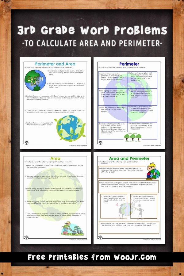 Third Grade Perimeter Worksheets area and Perimeter Word Problem Worksheets for Earth Day