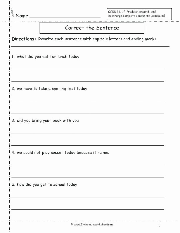 Topic Sentence Worksheets 2nd Grade Lovely Simple Sentences Worksheets Second Grade for Sentence Types