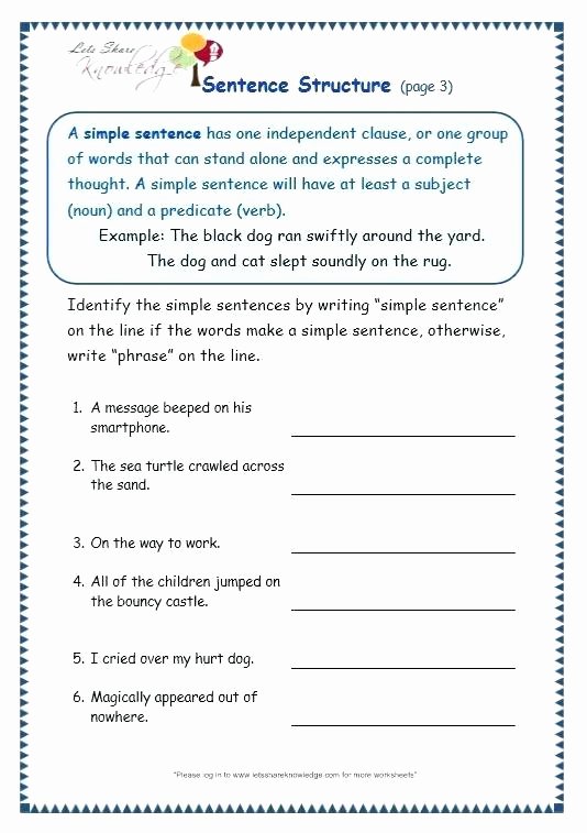 Topic Sentence Worksheets 3rd Grade Sentence Structure Worksheets Sentence Structure Worksheets