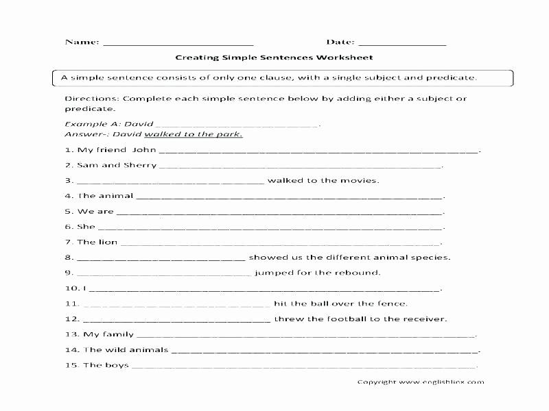 Topic Sentence Worksheets 3rd Grade Types Sentences Worksheet 2 Writing Worksheets Resources