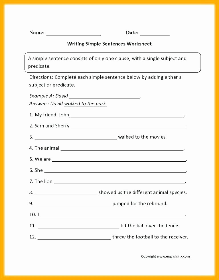 Topic Sentence Worksheets 4th Grade Plete Sentences Worksheets Grade In Plete Pound A