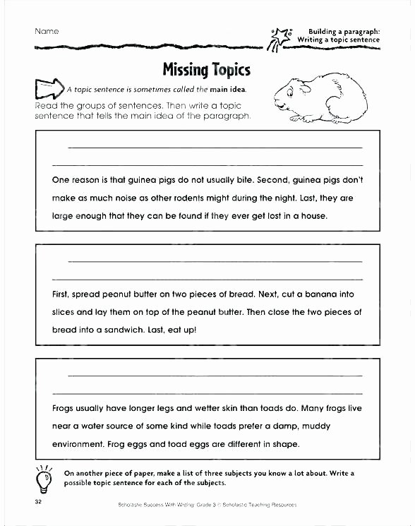 Topic Sentence Worksheets 5th Grade Upgrade sort Us Main Idea Practice Worksheets Grade A