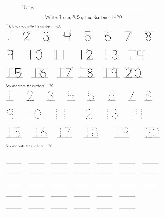 Tracing Numbers 1 20 Printable Number 1 Worksheets Worksheet Preschool Free Printable 9