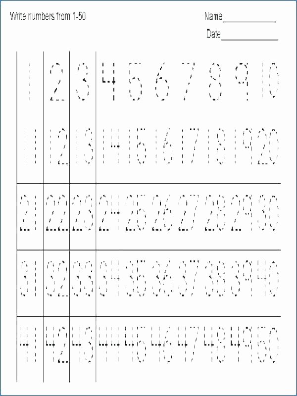 Tracing Numbers 1 20 Printable Printable Number Tracing Worksheets for Kindergarten Trace
