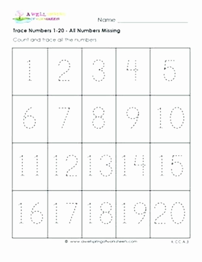 Tracing Numbers 1 20 Worksheet Counting Worksheets for Kindergarten Printable Writing