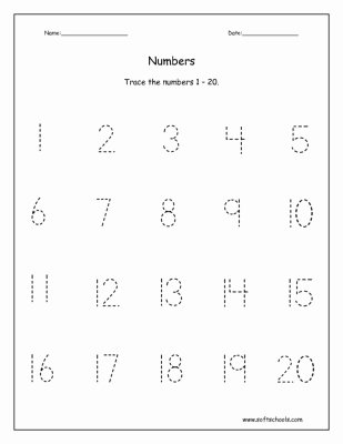 Tracing Numbers 1 20 Worksheet Trace the Numbers 1 – 20 Worksheet