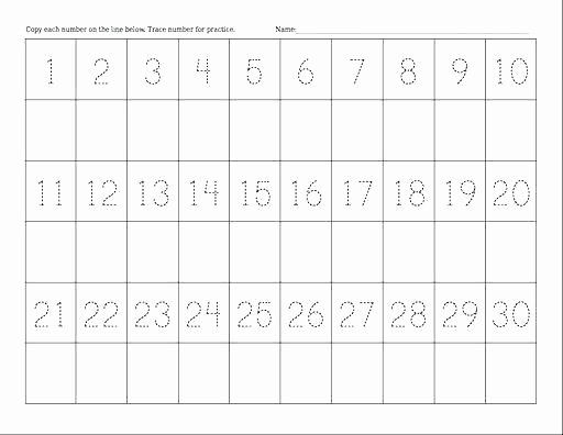 Tracing Numbers 1 20 Worksheets Kindergarten Number Tracing Worksheets 1 20
