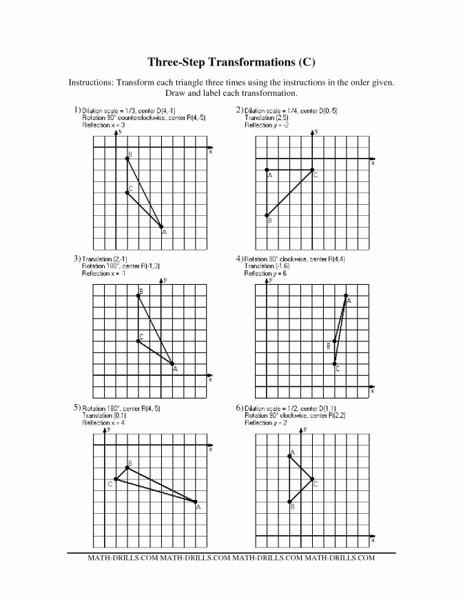 Transformation Math Worksheets Two Step Transformations Old Version A Transformation