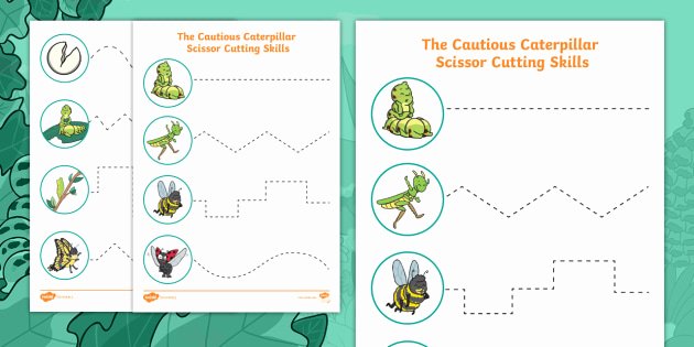 Transition Skills Worksheets Best Of the Cautious Caterpillar Cutting Skills Worksheet