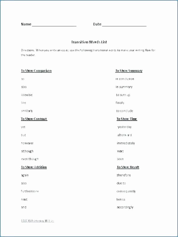 Transition Words and Phrases Worksheets 6th Grade Ela Reading Prehension Worksheets Ela Reading