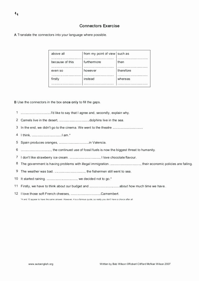 Transition Words Worksheets 4th Grade Transition Words Exercises Worksheets