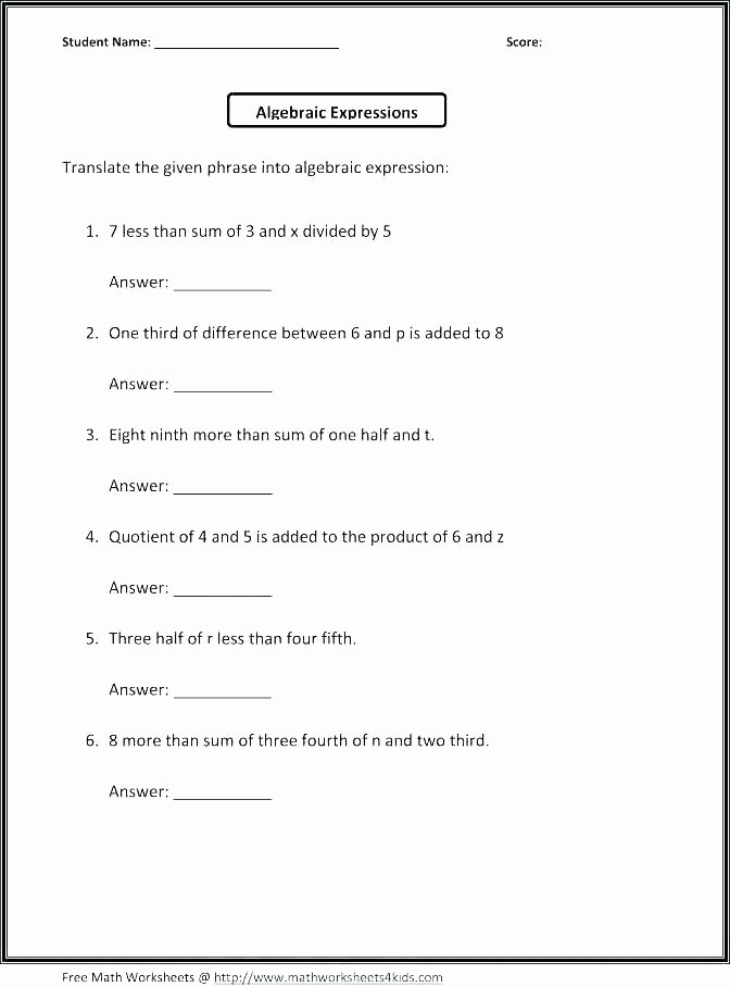 Translating Words to Expressions Worksheet Expression Word Problems – Jhltransports