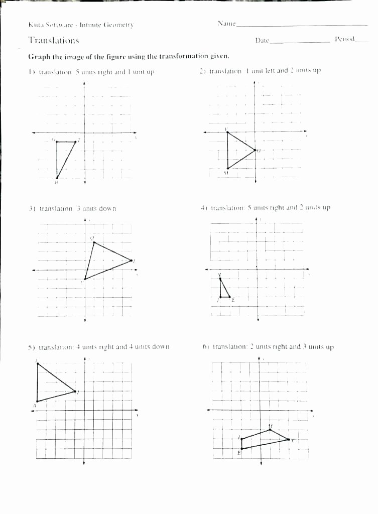 Translation Worksheets Math Algebra 1 Worksheets for Grade Geometry Quadrilaterals and