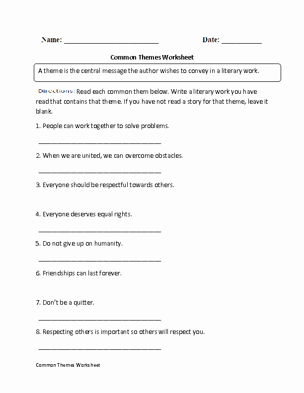 Types Of Conflict Worksheets theme Worksheet 6