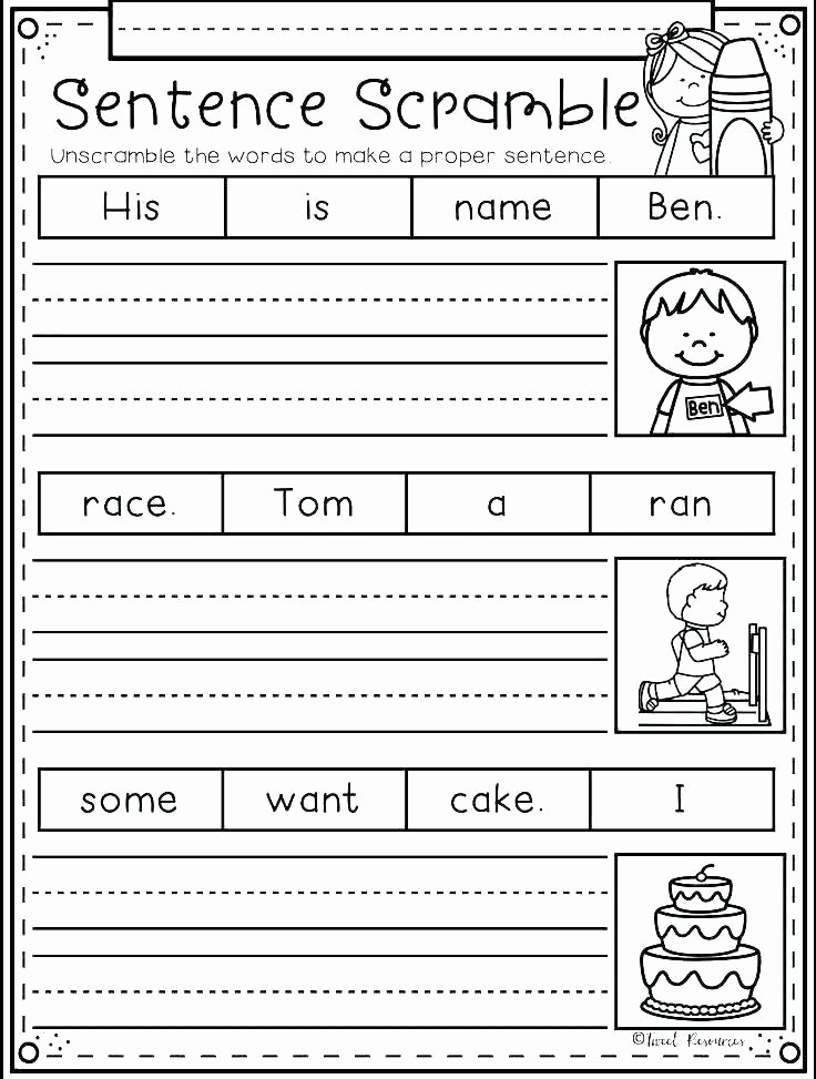Unscramble Sentences Worksheets 1st Grade Inspirational Writing Sentence Structure Worksheets