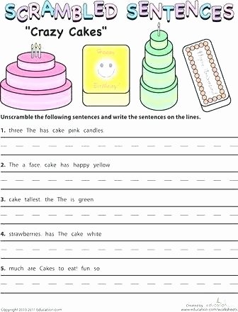 Unscramble Sentences Worksheets Free Sentence Worksheets Scramble Cakes Scrambled Sentences