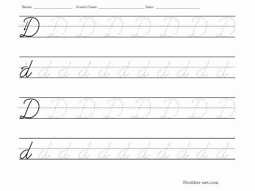 Upper and Lowercase Tracing Worksheets Tracing Worksheet Cursive Letter D for Lowercase Worksheets