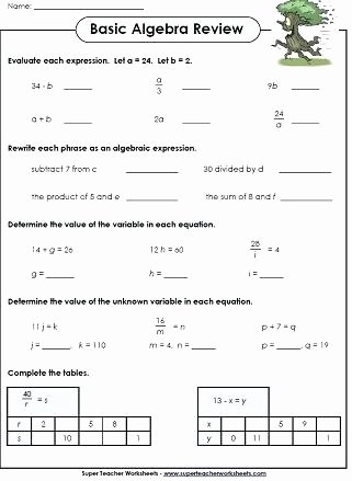 Variables Worksheets 5th Grade Math Homework Sheets for 5th Grade Practice Worksheets for