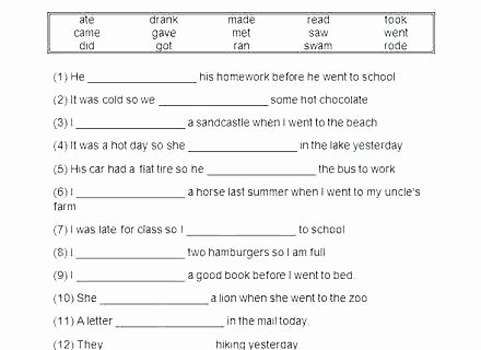 Verb Tense Worksheets 1st Grade Fun Verb Worksheets Past Tense Ed Verbs with Archives