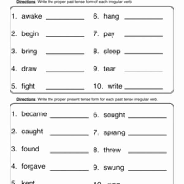 Verb Tense Worksheets 1st Grade Irregular Verbs Worksheets for First Grade