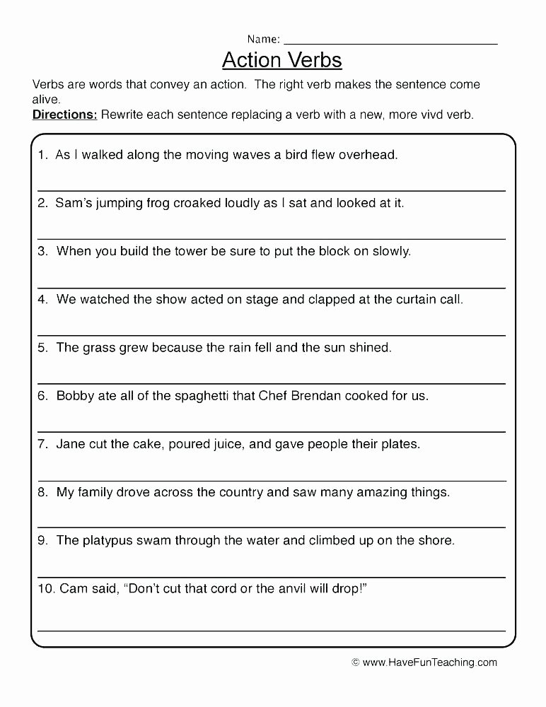 Verb Tense Worksheets 1st Grade Present Tense Worksheets for Grade 8 Past Verbs Ending In Ed