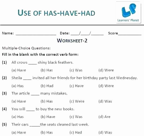 Verb Tense Worksheets 3rd Grade Helping Verbs Worksheet Auxiliary Have and Has Had