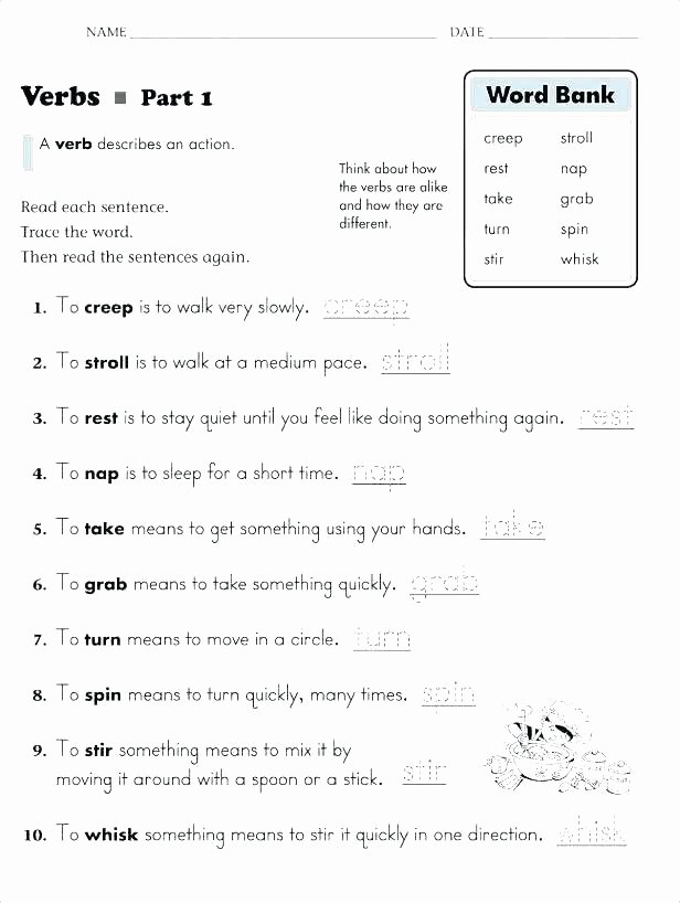 Verb Tense Worksheets 3rd Grade Past Tense Worksheets for Grade 2