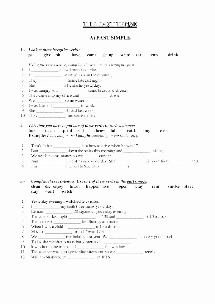 Verb Tense Worksheets 3rd Grade Related Post Past Tense Worksheets for Grade 4 Present Tense