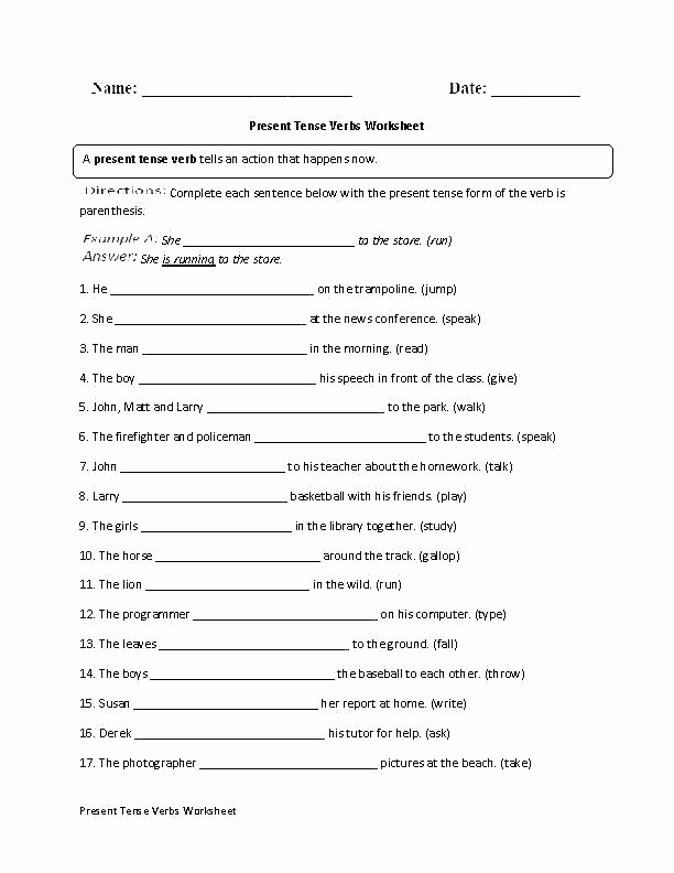 Verb Tense Worksheets Middle School Fractions Different Types Fraction Printable Worksheets