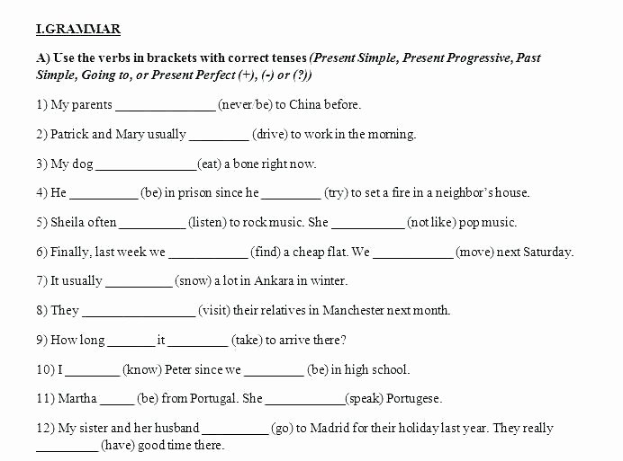 Verb Worksheet 2nd Grade 5 Tense Simple Progressive Grade Date for Present Worksheet