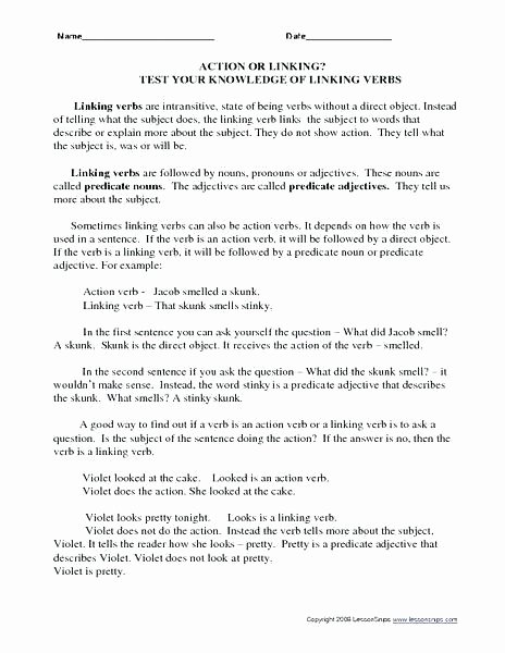 Verbs Worksheet 4th Grade Action and Linking Verbs Worksheets – Odmartlifestyle