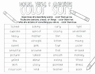 Verbs Worksheet 4th Grade Nouns and Adjectives Worksheets Grade 1 Games Free Verbs
