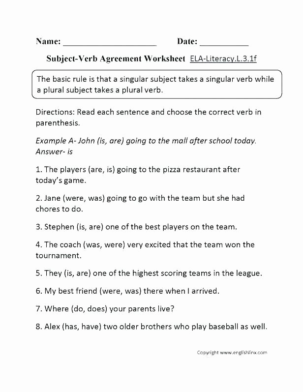 Verbs Worksheet First Grade Parts Of Speech Worksheets Middle School