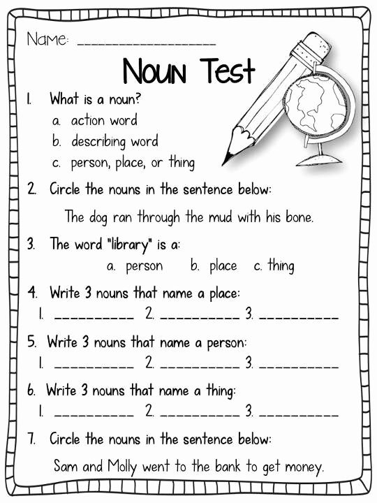 Verbs Worksheets for 1st Grade 2nd Grade assessment Test Printable