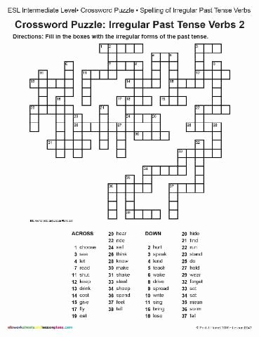 Verbs Worksheets for Middle School Irregular Verbs Crossword Puzzle Spanish Stuff
