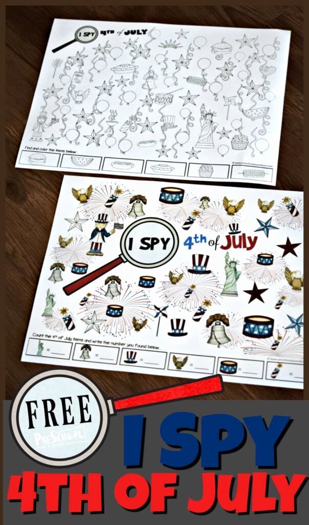 Visual Discrimination Worksheets for Adults Free I Spy Fourth Of July — Preschool Play and Learn
