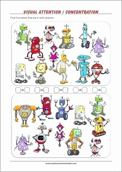 Visual Discrimination Worksheets for Adults Visual attention Worksheets