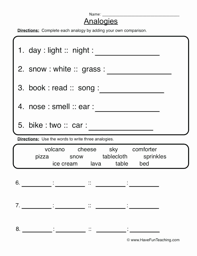Volcano Worksheets High School Inspirational Analogies Worksheet 1 Have Fun Learning Analogy Worksheets