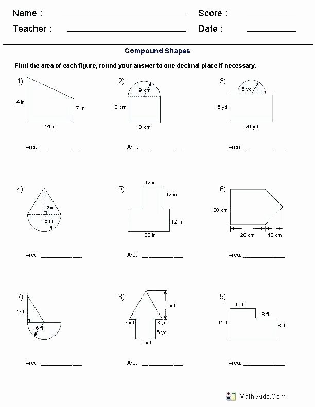Volume Of Irregular Shapes Worksheet Lovely area and Perimeter Worksheets Grade 7