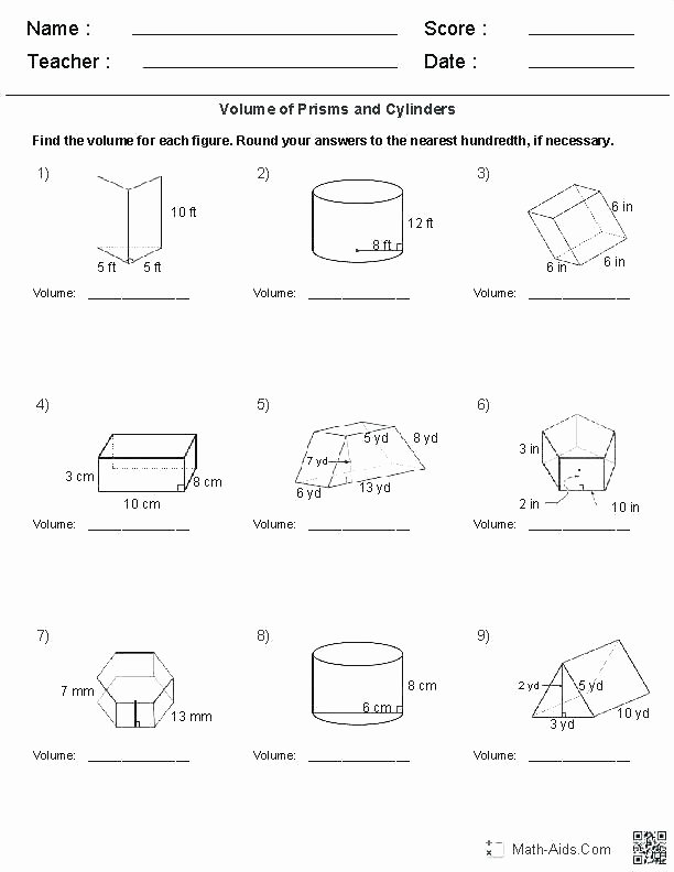 Volume Of Irregular solids Worksheet Surface area Worksheets 6th Grade
