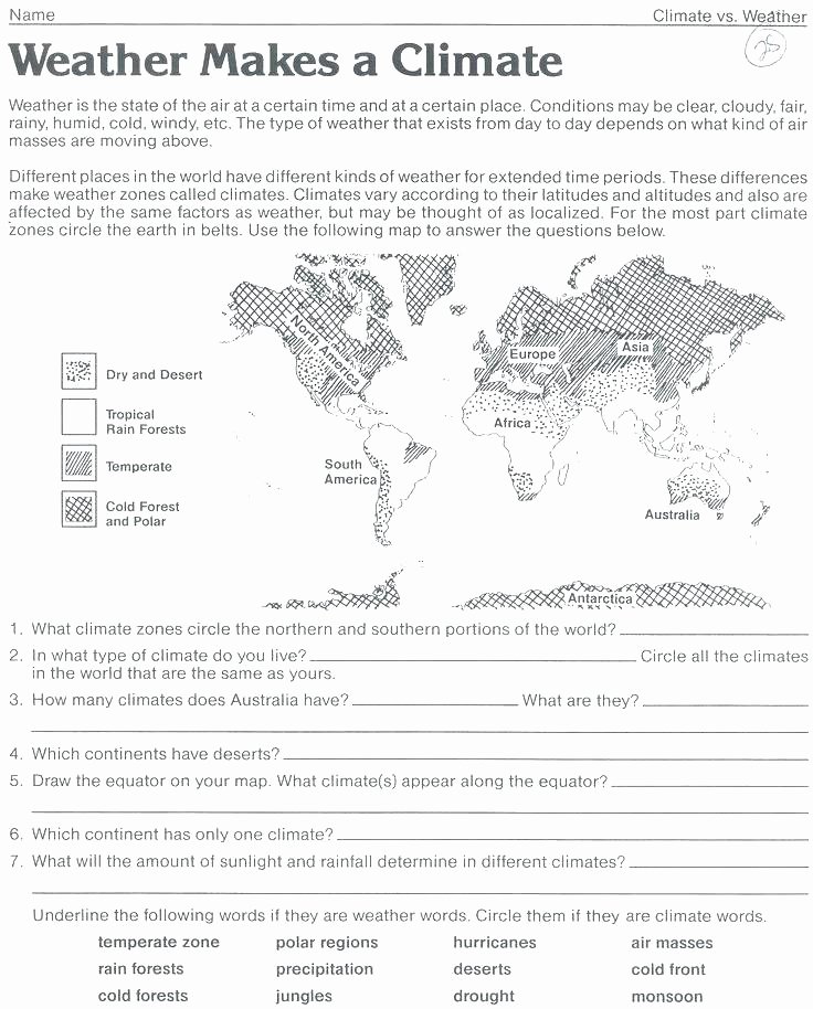 Weather Worksheets for 2nd Graders Grade Science Worksheets to Download A Free Printable Map